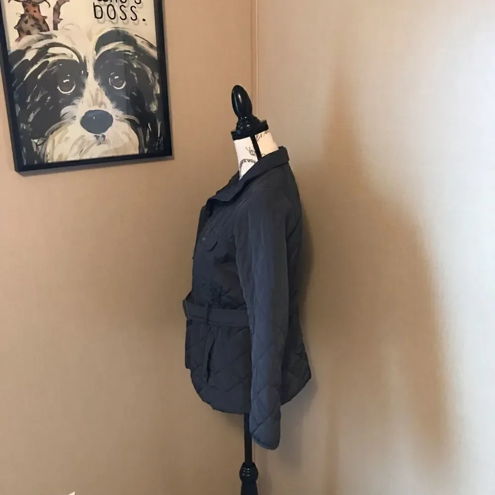 Gap Belted Puffer Coat Women's Size Small Petite Flinted Gray